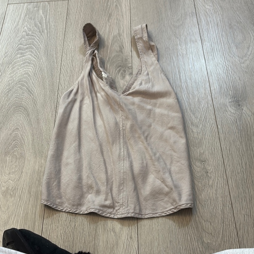 Wilfred Tan Asymmetrical Sleeveless Tank Top